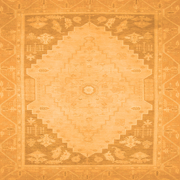 Square Machine Washable Oriental Orange Modern Area Rugs, wshabs2659org