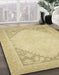 Abstract Metallic Gold Oriental Rug in Family Room, abs2659