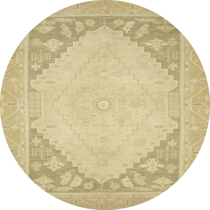 Round Machine Washable Abstract Metallic Gold Rug, wshabs2659