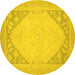 Round Oriental Yellow Modern Rug, abs2659yw