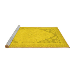 Sideview of Machine Washable Oriental Yellow Modern Rug, wshabs2659yw