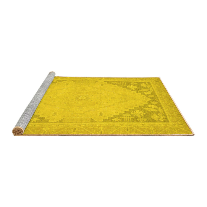 Sideview of Machine Washable Oriental Yellow Modern Rug, wshabs2659yw