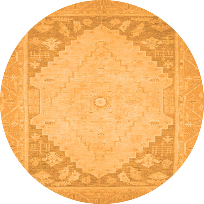 Round Machine Washable Oriental Orange Modern Area Rugs, wshabs2659org