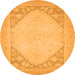 Round Machine Washable Oriental Orange Modern Area Rugs, wshabs2659org