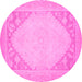 Round Oriental Pink Modern Rug, abs2659pnk