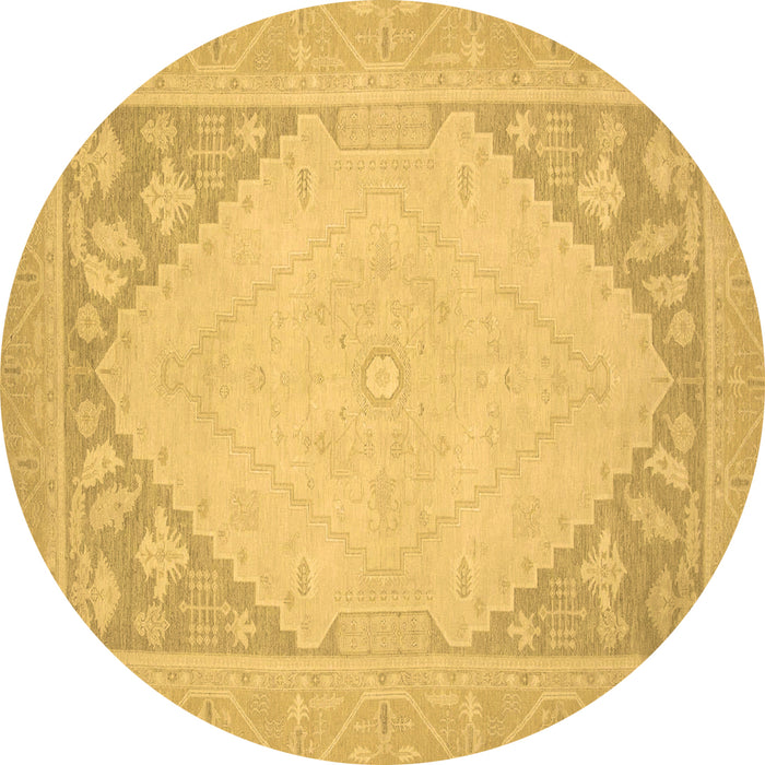 Round Machine Washable Oriental Brown Modern Rug, wshabs2659brn