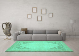 Machine Washable Oriental Turquoise Modern Area Rugs in a Living Room,, wshabs2659turq
