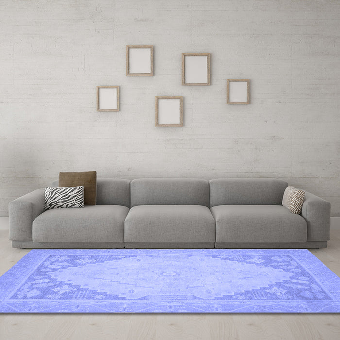 Machine Washable Oriental Blue Modern Rug in a Living Room, wshabs2659blu