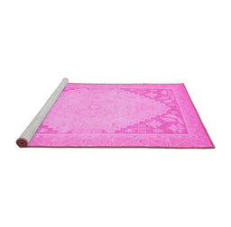 Sideview of Machine Washable Oriental Pink Modern Rug, wshabs2659pnk