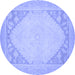 Round Oriental Blue Modern Rug, abs2659blu