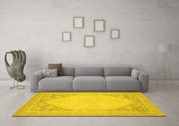 Machine Washable Oriental Yellow Modern Rug in a Living Room, wshabs2659yw