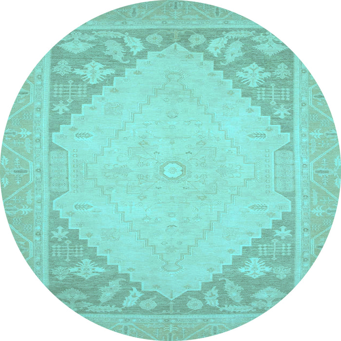 Round Oriental Light Blue Modern Rug, abs2659lblu