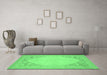 Machine Washable Oriental Emerald Green Modern Area Rugs in a Living Room,, wshabs2659emgrn