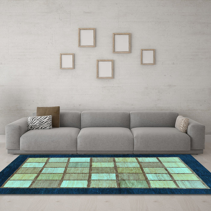 Machine Washable Oriental Light Blue Modern Rug in a Living Room, wshabs265lblu