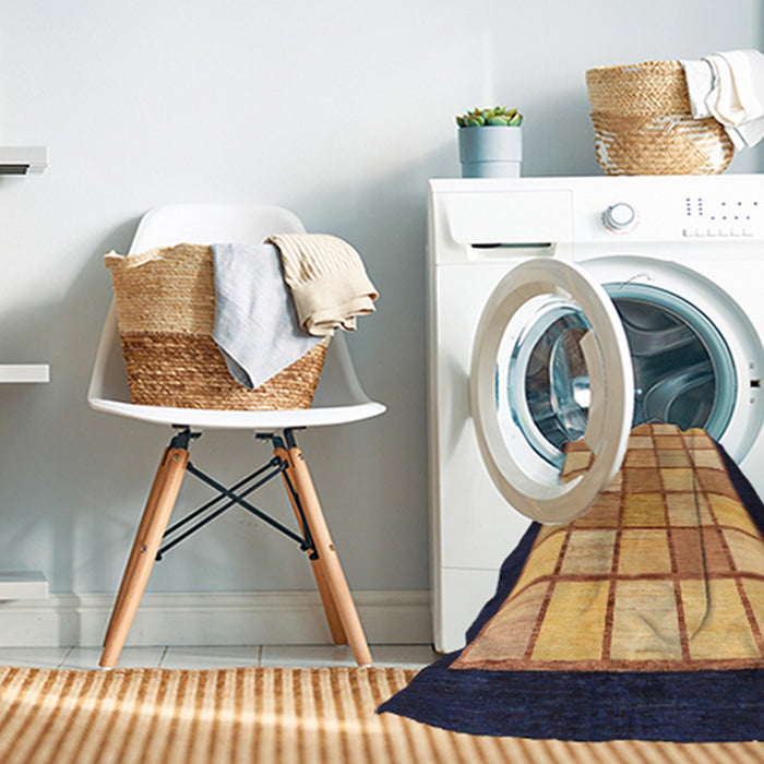 Machine Washable Abstract Velvet Maroon Purple Rug in a Washing Machine, wshabs265