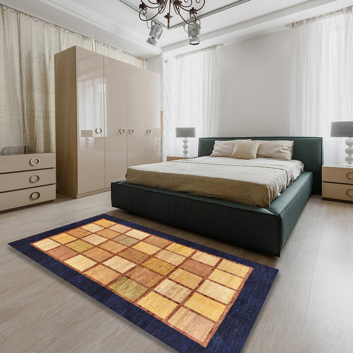 Machine Washable Abstract Velvet Maroon Purple Rug in a Bedroom, wshabs265