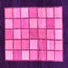 Square Machine Washable Oriental Pink Modern Rug, wshabs265pnk