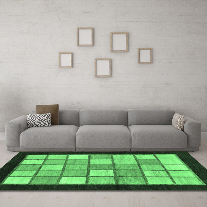 Machine Washable Oriental Emerald Green Modern Area Rugs in a Living Room,, wshabs265emgrn