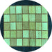 Round Oriental Turquoise Modern Rug, abs265turq