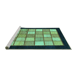 Sideview of Machine Washable Oriental Turquoise Modern Area Rugs, wshabs265turq