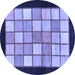 Round Machine Washable Oriental Blue Modern Rug, wshabs265blu