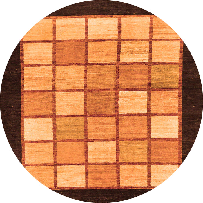 Round Machine Washable Oriental Orange Modern Area Rugs, wshabs265org