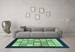 Machine Washable Oriental Turquoise Modern Area Rugs in a Living Room,, wshabs265turq