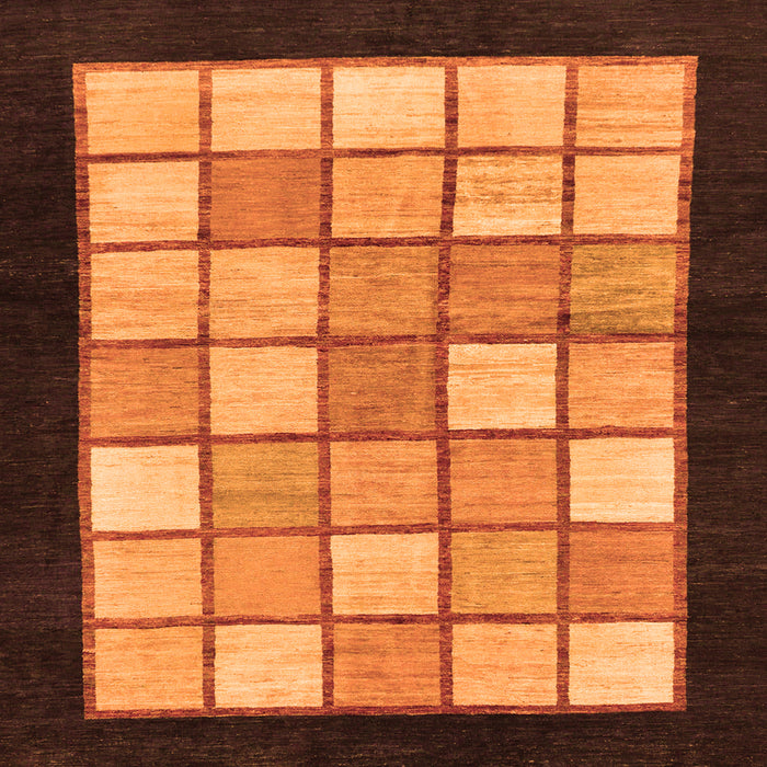 Square Machine Washable Oriental Orange Modern Area Rugs, wshabs265org