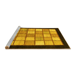 Sideview of Machine Washable Oriental Yellow Modern Rug, wshabs265yw