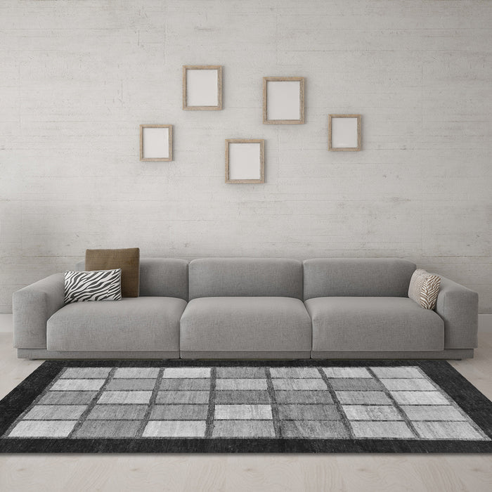 Machine Washable Oriental Gray Modern Rug in a Living Room,, wshabs265gry