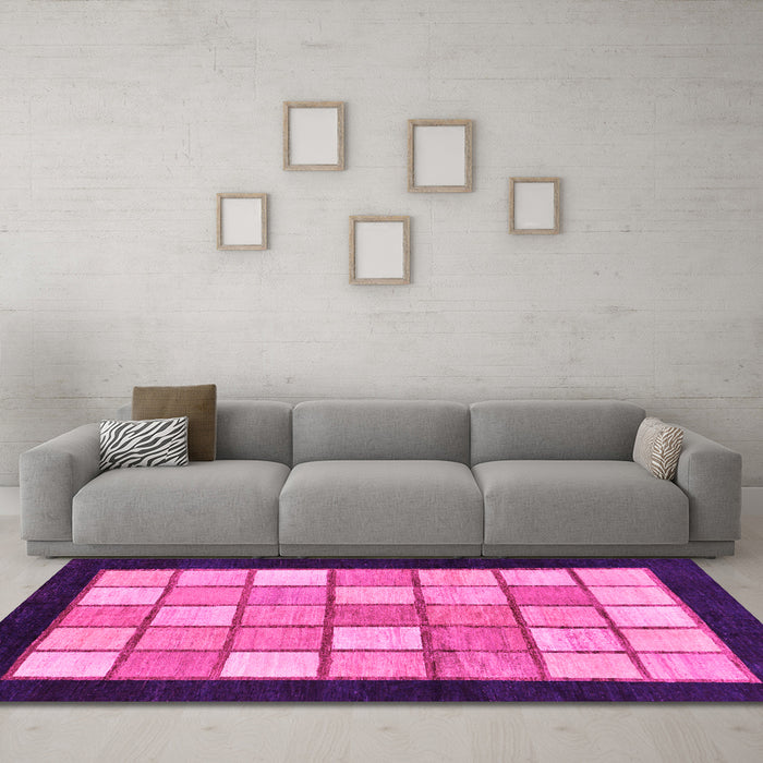 Machine Washable Oriental Pink Modern Rug in a Living Room, wshabs265pnk