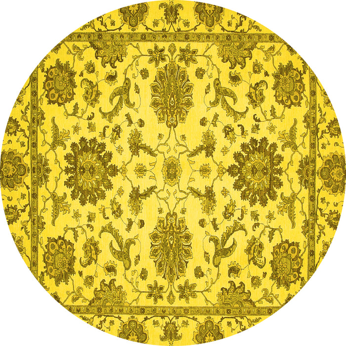 Round Machine Washable Oriental Yellow Modern Rug, wshabs2660yw