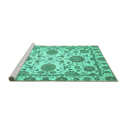 Sideview of Machine Washable Oriental Turquoise Modern Area Rugs, wshabs2660turq