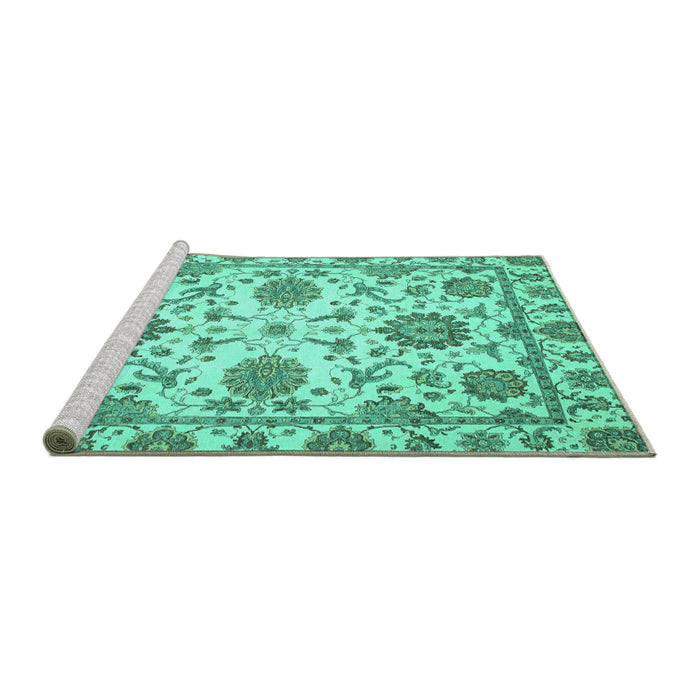 Sideview of Machine Washable Oriental Turquoise Modern Area Rugs, wshabs2660turq