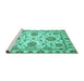 Sideview of Machine Washable Oriental Turquoise Modern Area Rugs, wshabs2660turq