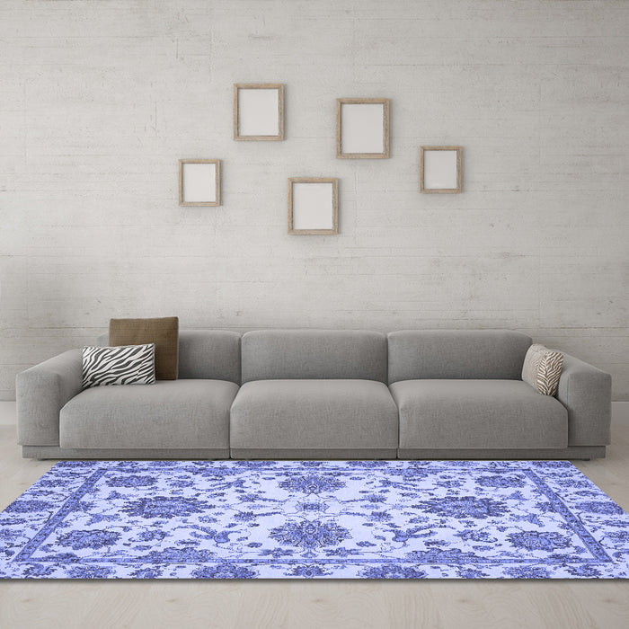 Machine Washable Oriental Blue Modern Rug in a Living Room, wshabs2660blu