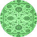 Round Oriental Emerald Green Modern Rug, abs2660emgrn