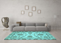 Machine Washable Oriental Light Blue Modern Rug, wshabs2660lblu