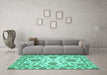 Machine Washable Oriental Turquoise Modern Area Rugs in a Living Room,, wshabs2660turq