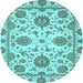 Round Oriental Light Blue Modern Rug, abs2660lblu