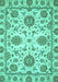 Machine Washable Oriental Turquoise Modern Area Rugs, wshabs2660turq