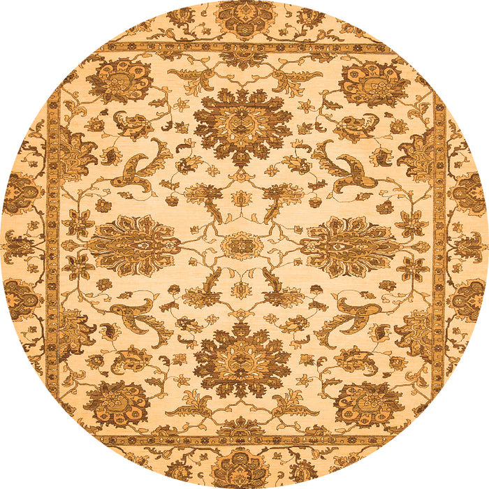 Round Machine Washable Oriental Orange Modern Area Rugs, wshabs2660org