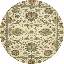 Round Abstract Brown Oriental Rug, abs2660
