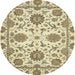 Round Abstract Brown Oriental Rug, abs2660