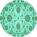 Round Oriental Turquoise Modern Rug, abs2660turq