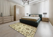 Abstract Brown Oriental Rug in a Bedroom, abs2660