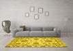 Machine Washable Oriental Yellow Modern Rug in a Living Room, wshabs2660yw