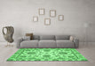 Machine Washable Oriental Emerald Green Modern Area Rugs in a Living Room,, wshabs2660emgrn