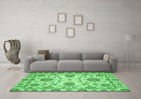 Machine Washable Oriental Emerald Green Modern Rug, wshabs2660emgrn