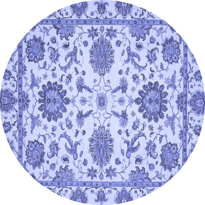 Round Machine Washable Oriental Blue Modern Rug, wshabs2660blu